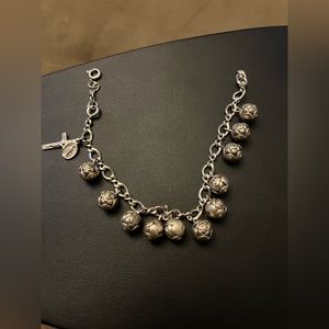 Silver Ball Charm Bracelet or Ankled